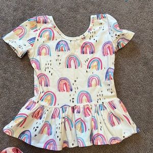 Pastel rainbows polka dots spots short sleeve peplum top shirt Lil Faye